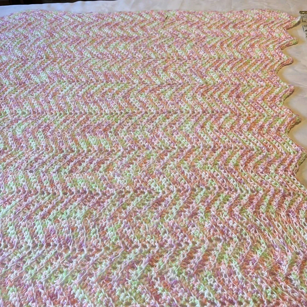 Handmade Crocheted Baby Blanket Afghan  Size  Approximately 35” x 37”